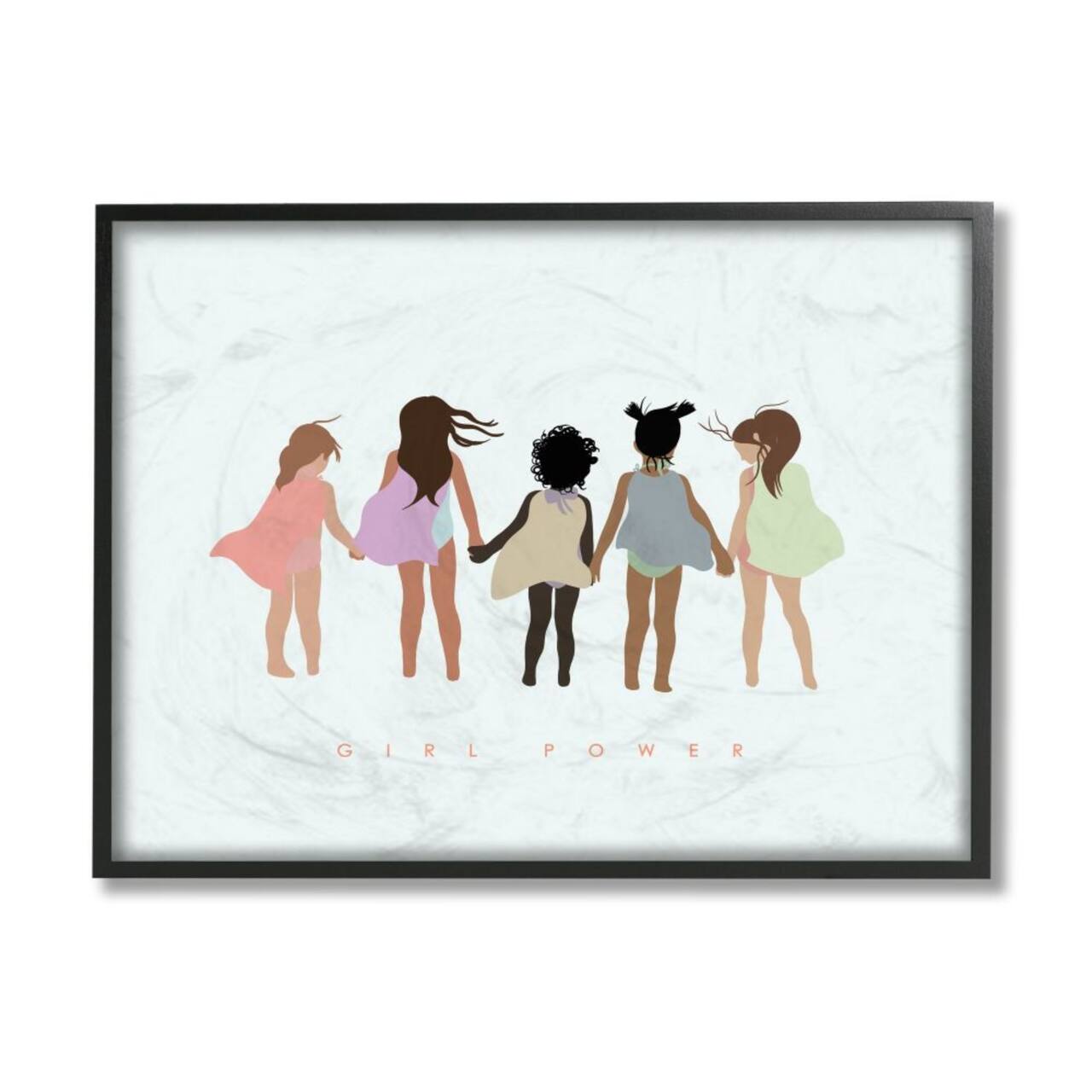 Stupell Industries Girl Power Phrase Inclusive Caped Superheroes Framed Wall Art